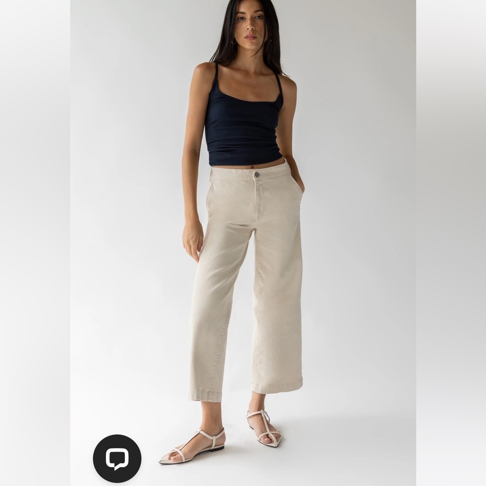 CROPPED LENGTH 26" TWILL WIDE LEG PANT